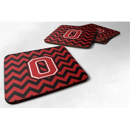 Letter O Chevron Black And Red Foam Coaster, Set Of 4